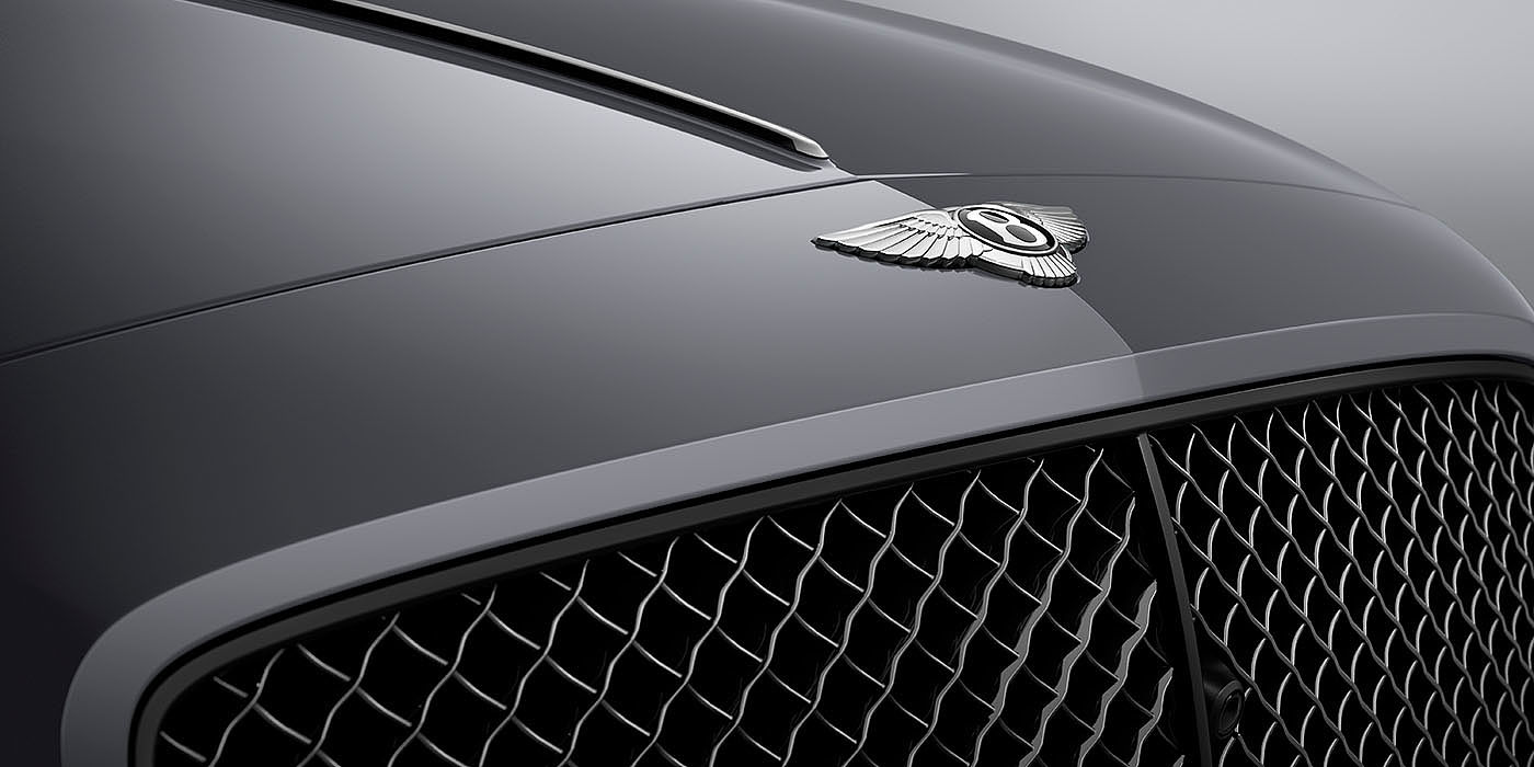 Bentley Leusden Bentley Flying Spur S Cambrian Grey colour, featuring Bentley insignia and assertive matrix front grillle
